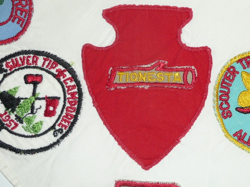 Allegheny Scout Camps Neckerchief with numerous 1950's Camp Patches on it, Allegheny Council