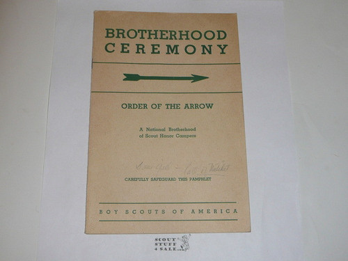 Brotherhood Ceremony Manual, Order of the Arrow, 1960, 12-60 Printing