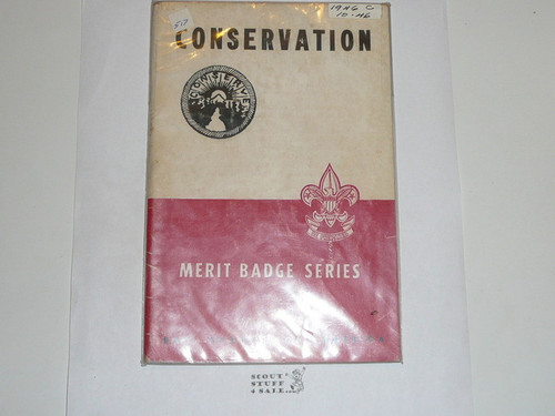 Conservation Merit Badge Pamphlet, Type 5, Red/Wht Cover, 2-49 Printing