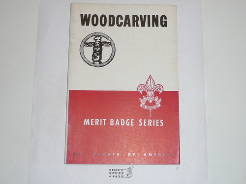 Wood Carving  Merit Badge Pamphlet, Type 5, Red/Wht Cover, 9-48 Printing