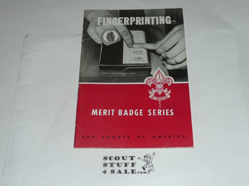 Fingerprinting Merit Badge Pamphlet, Type 6, Picture Top Red Bottom Cover, 7-57 Printing