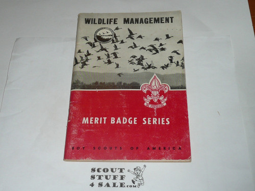 Wildlife Management Merit Badge Pamphlet, Type 6, Picture Top Red Bottom Cover, 10-58 Printing