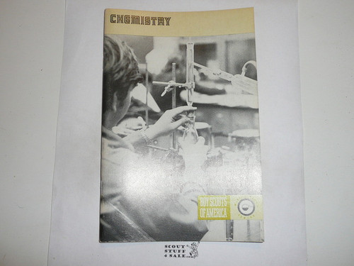 Chemistry Merit Badge Pamphlet, Type 8, Green Band Cover, 11-75 Printing