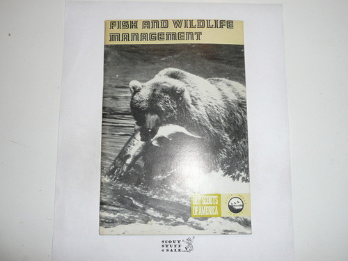 Fish and Wildlife Management Merit Badge Pamphlet, Type 8, Green Band Cover, 1-75 Printing