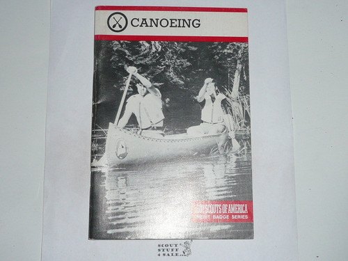 Canoeing Merit Badge Pamphlet, Type 9, Red Band Cover, 3-81 Printing