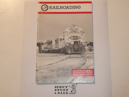 Railroading Merit Badge Pamphlet, Type 9, Red Band Cover, 11-96 Printing