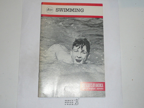 Swimming Merit Badge Pamphlet, Type 9, Red Band Cover, 11-88 Printing