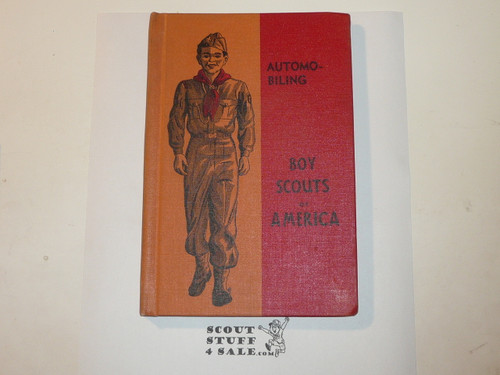 Automobiling Library Bound Merit Badge Pamphlet, Type 5, Red/Wht Cover, 1-51 Printing