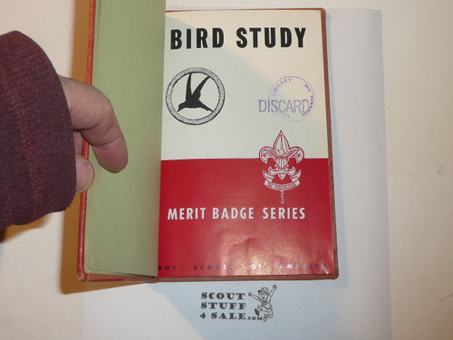 Bird Stude Library Bound Merit Badge Pamphlet, Type 5, Red/Wht Cover, 6-51 Printing