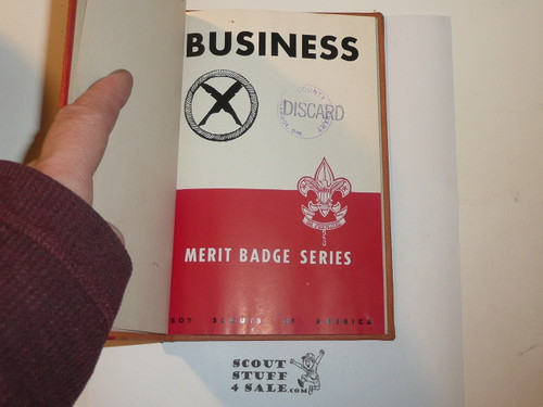 Business Library Bound Merit Badge Pamphlet, Type 5, Red/Wht Cover, 2-50 Printing