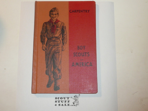 Carpentry Library Bound Merit Badge Pamphlet, Type 5, Red/Wht Cover, 8-51 Printing