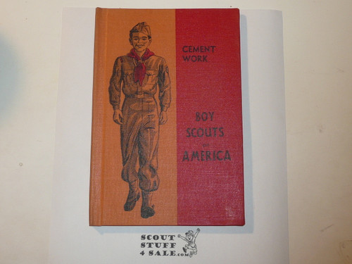 Cement Work Library Bound Merit Badge Pamphlet, Type 5, Red/Wht Cover, 9-50 Printing