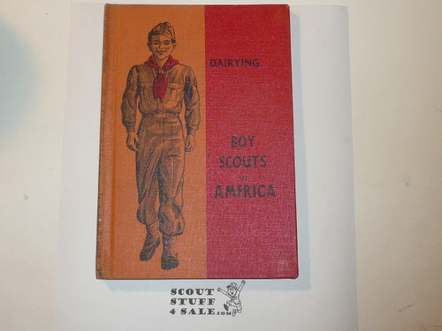 Dairying Library Bound Merit Badge Pamphlet, Type 5, Red/Wht Cover, 3-51 printing