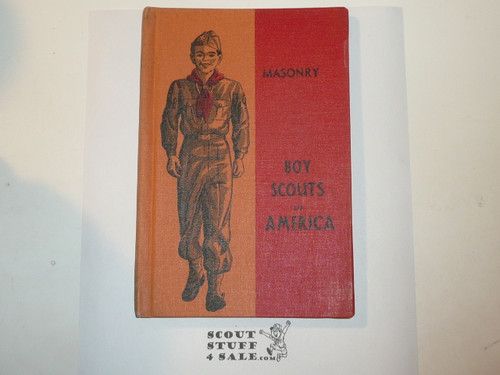 Masonry Library Bound Merit Badge Pamphlet, Type 5, Red/Wht Cover, 2-50 Printing
