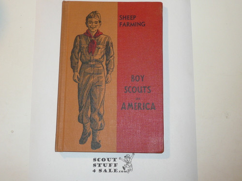 Sheep Farming Library Bound Merit Badge Pamphlet, Type 5, Red/Wht Cover, 8-49 Printing