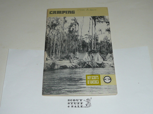 Camping Merit Badge Pamphlet, Type 8, Green Band Cover, 4-78 Printing
