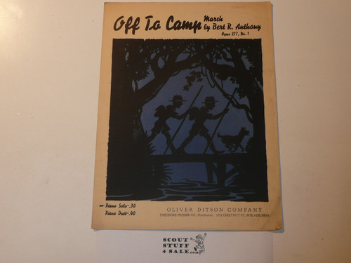 1921 Off to Camp March Sheet Music, By Bert R. Anthony