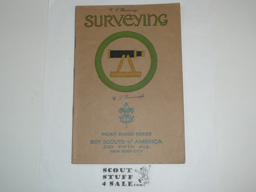 Surveying Merit Badge Pamphlet, Type 3, Tan Cover, 1926 Printing
