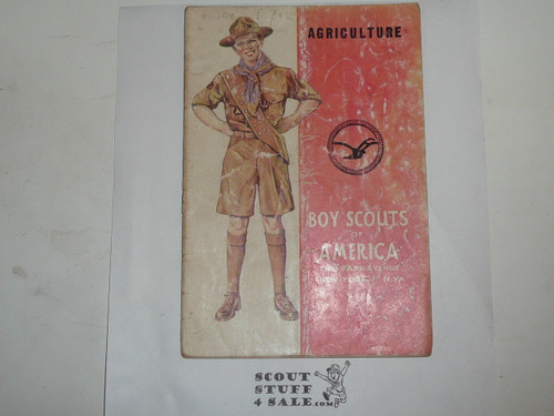 Agriculture Merit Badge Pamphlet, Type 4, Standing Scout Cover, 3-44 Printing, cover faded
