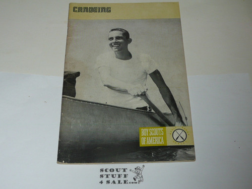 Canoeing Merit Badge Pamphlet, Type 8, Green Band Cover, 3-73 Printing