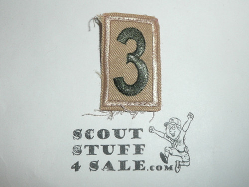 Tan Troop Numeral "3", twill, current, used