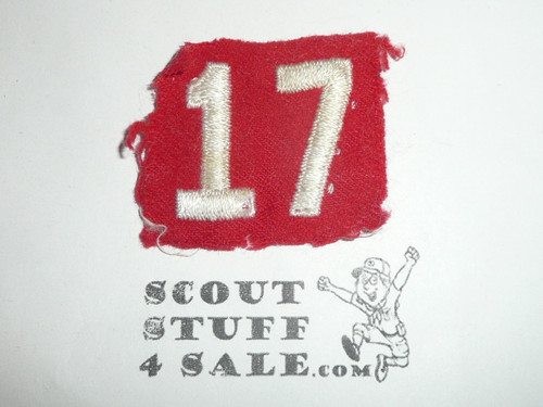 1930's Red Troop Numeral "17", felt, used