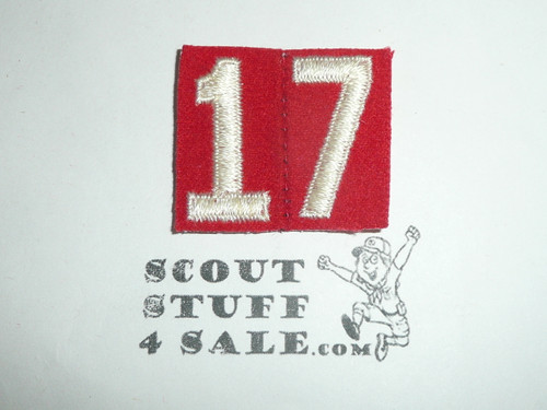 1950's Red Troop Numeral "17", felt, unused
