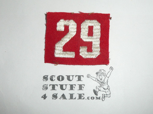 1930's Red Troop Numeral "29", felt, unused