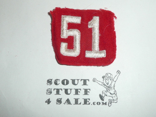 1930's Red Troop Numeral "51", felt, lite use