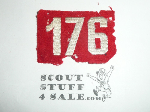 1930's Red Troop Numeral "176", felt, used