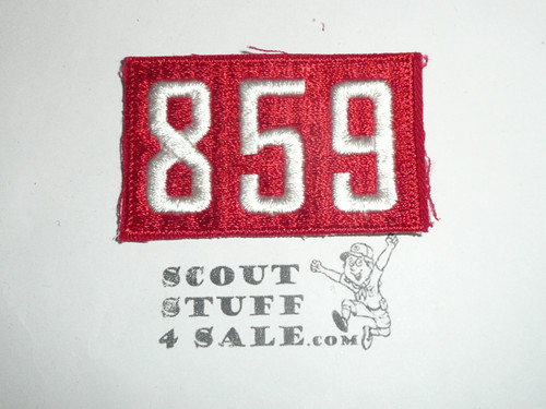 1970's Red Troop Numeral "859", fully embroidered, Unused