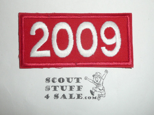 Red Troop Numeral "2009", embroidered on twill, Unused