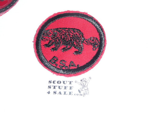 Wolverine Patrol Medallion, Red Twill with gum back, 1955-1971, used