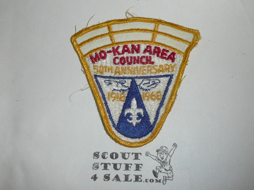 Mo-Kan Area Council Patch (CP), 50th Anniversary, 1968, stiff, but may have been sewn