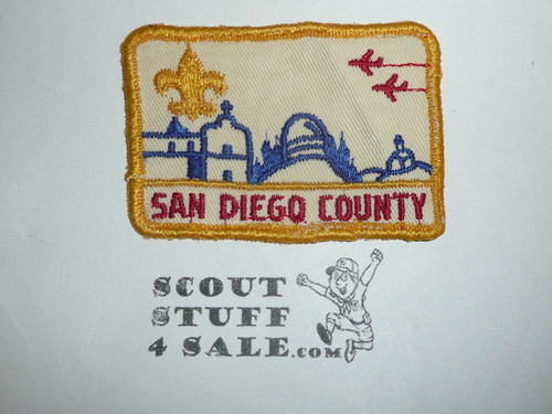 San Diego County Council Patch (CP), white twill with yellow bdr, lite use