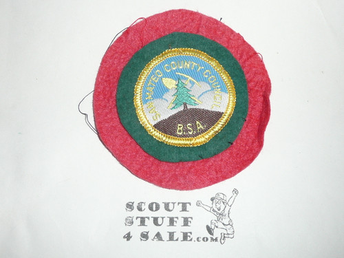 San Mateo County Council Woven Patch (CP), 1960's, sewn to 2 layers of felt, possible Special Award