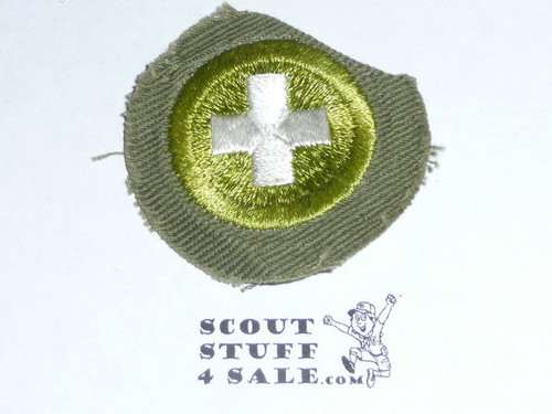 Safety - Type E - Khaki Crimped Merit Badge (1947-1960), used