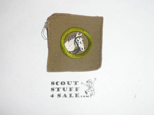 Animal Industry - Type A - Square Tan Merit Badge (1911-1933), black striped back
