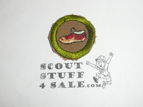Leatherworking (moccasin) - Type A - Square Tan Merit Badge (1911-1933), cut to round