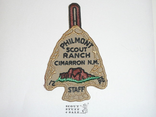 Philmont Scout Ranch Arrowhead Trek Patch, Staff Gauze Back, lite use and no button loop