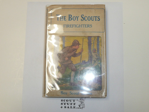 The Boy Scout Firefighters, by George Durston, 1921 First Edition, Hardbound with Dust Jacket, Boy Scout Story Book, green binding