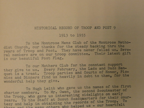 History of Troop/Post 9 of Montrose Methodist Church, Colorado, 1913-1955, Boy Scouts of America