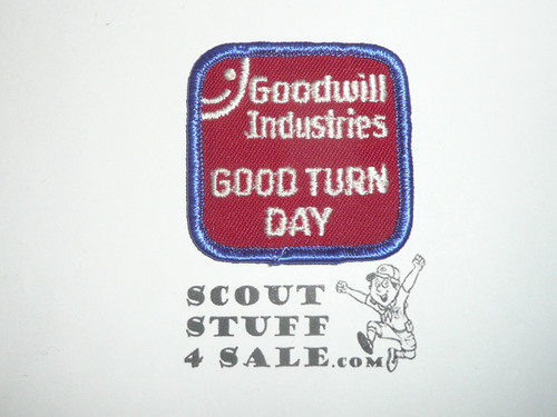 Goodwill Industries Boy Scout Good Turn Day Patch, maroon twill with blue r/e