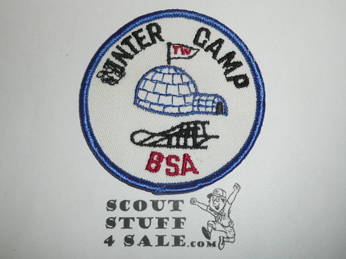 Winter Camp Patch, Generic BSA issue, white twill with blue r/e