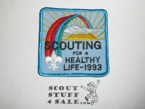 Scouting for a Healthy Life, BSA Theme Patch, 1993, blue bdr