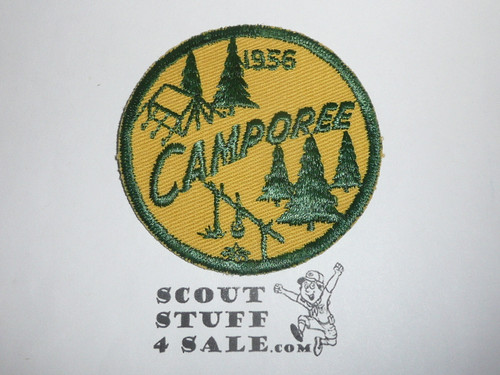 1956 Camporee Patch, Generic BSA issue, yellow twill, grn c/e bdr, lite use