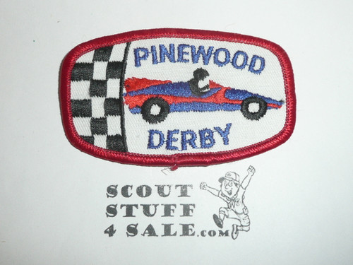 Pinewood Derby Patch, Generic BSA Cub Scout Patch, wht twill with red r/e