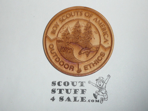 Outdoor Ethics Wood Burned Token, Boy Scout