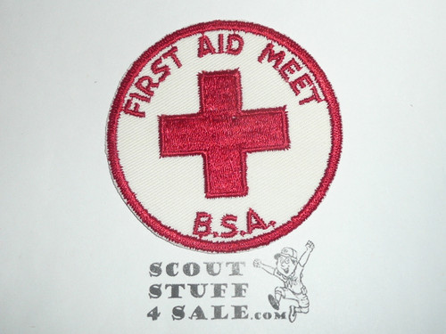 First Aid Meet BSA Patch, Generic BSA issue, wht twill with red c/e bdr