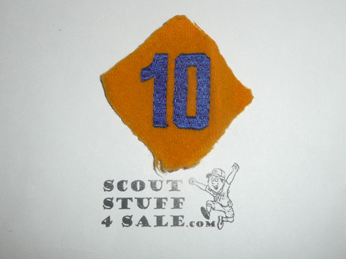 Gold Cub Scout Pack Numeral "10", felt, OLD, lite use